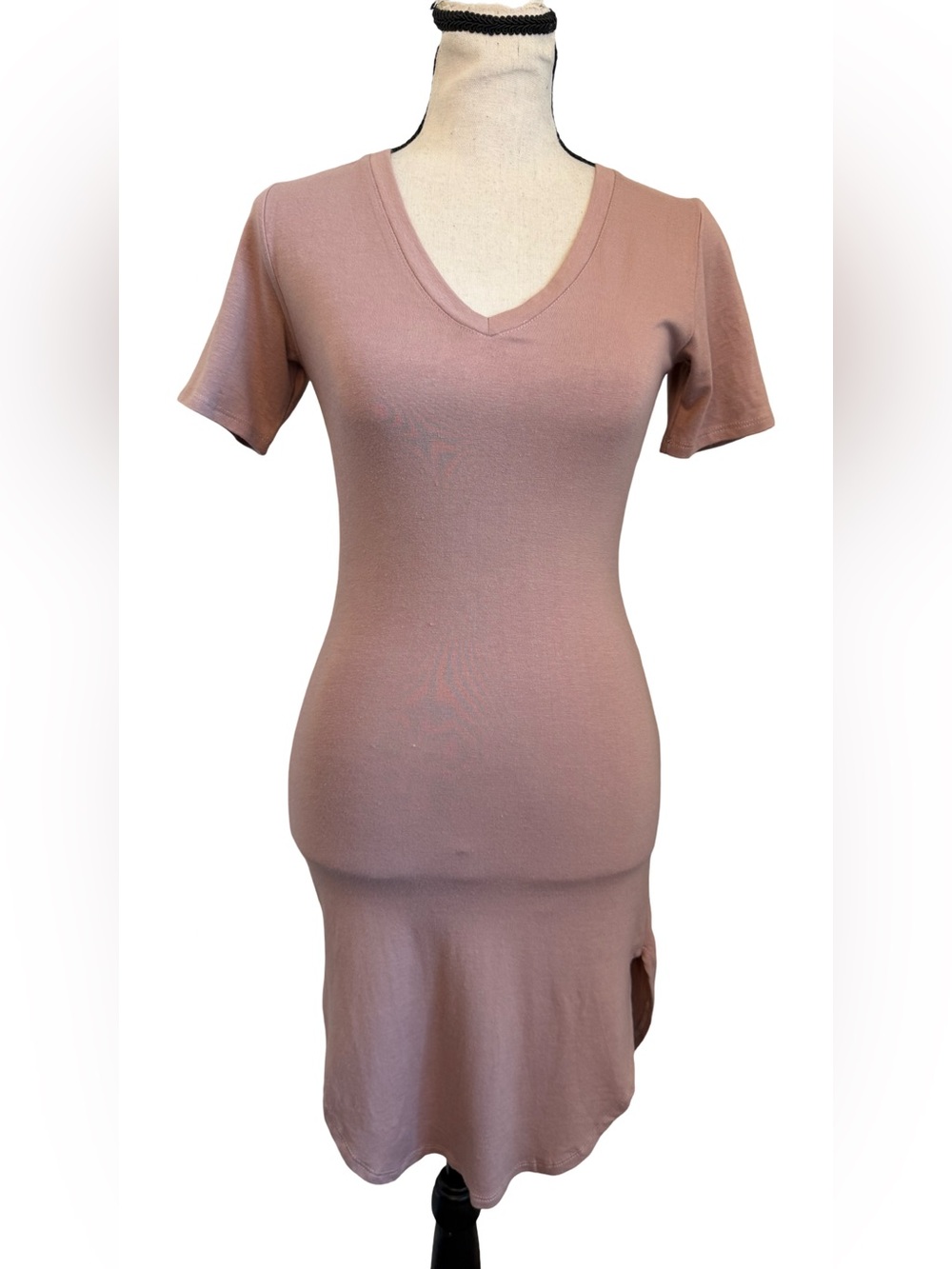 Heart & Hips Juniors Pink V Neck Mini Dress Stretch Tunic NWT Size S